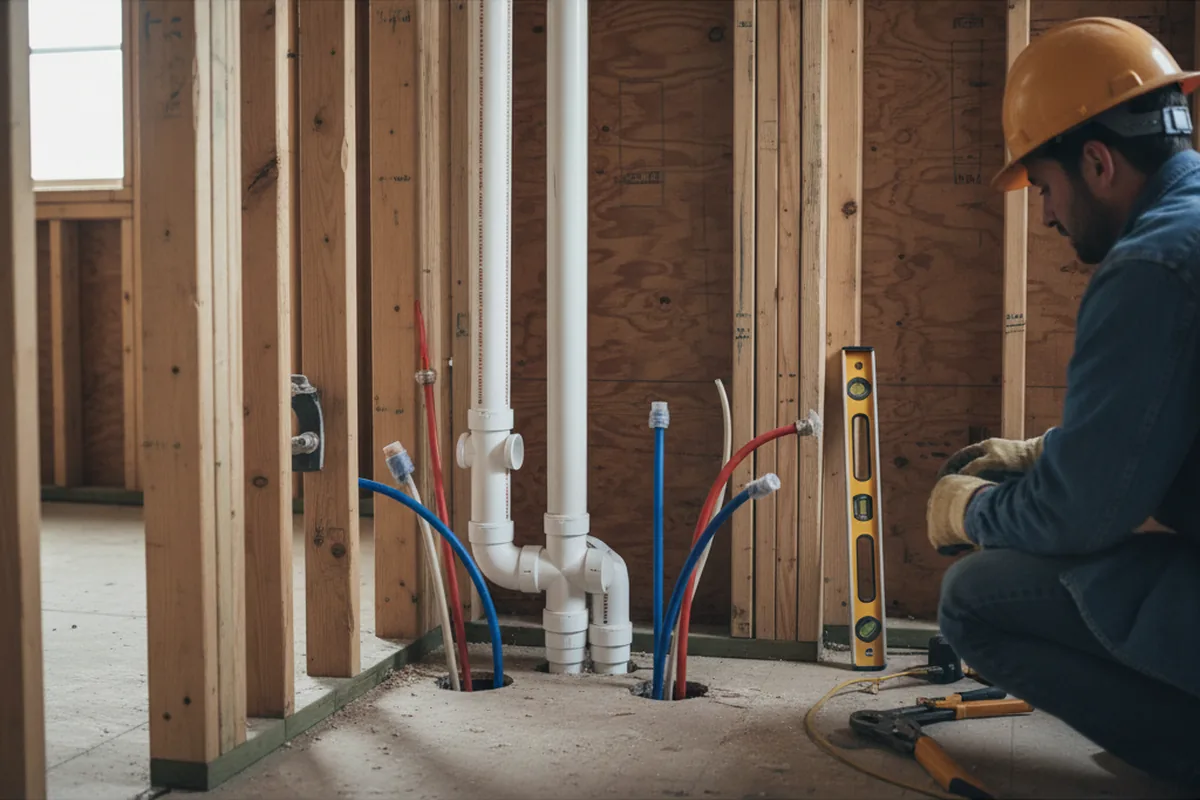 Drain and supply rough-in during Toilet Repair and Installation in Rillton
