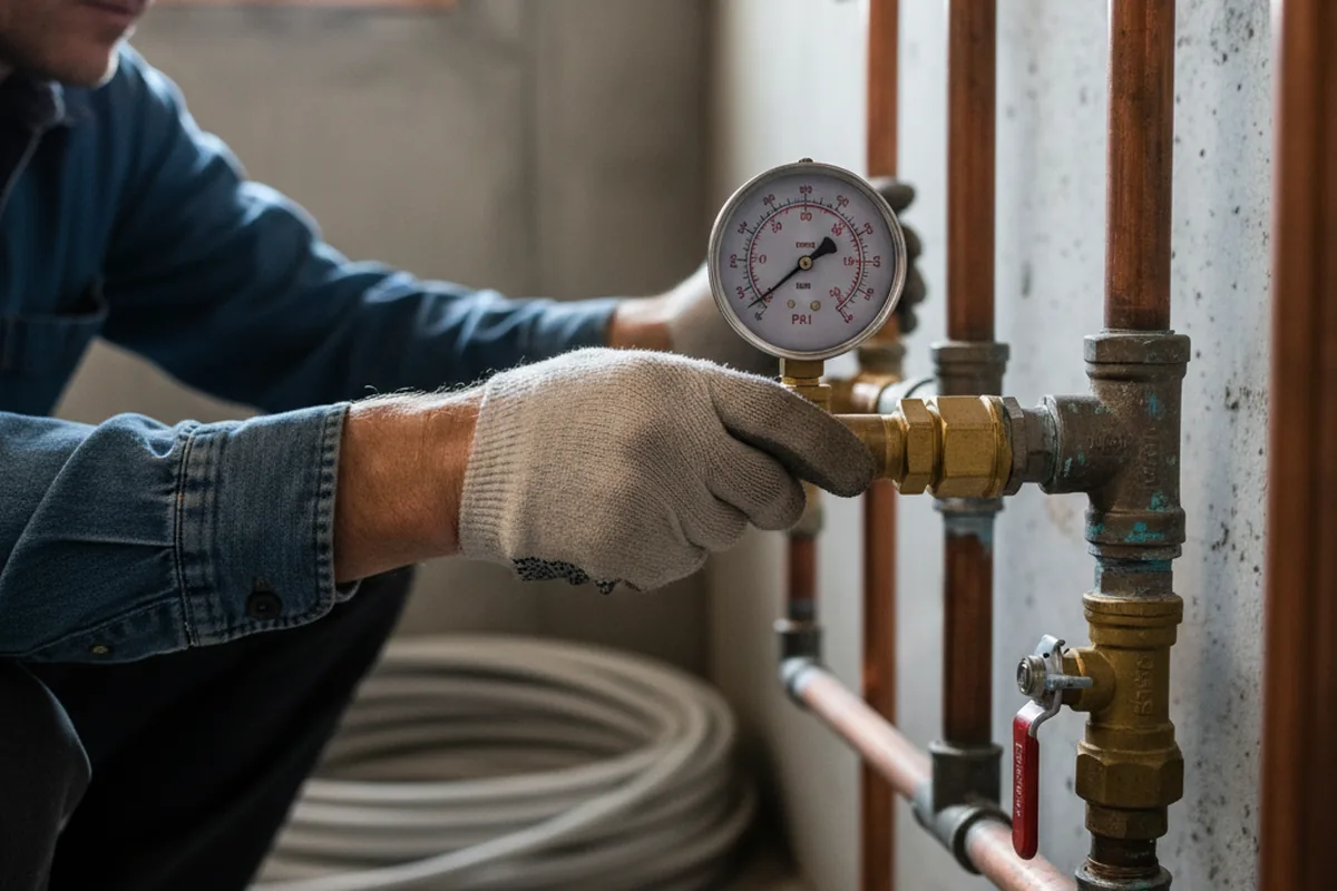 Pressure testing a repaired line during Water Line Repair in Rillton